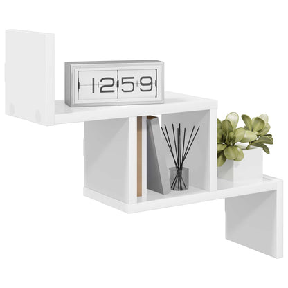 White Wall Shelf 48cm Engineered Wood | HomeAndLiving - 3