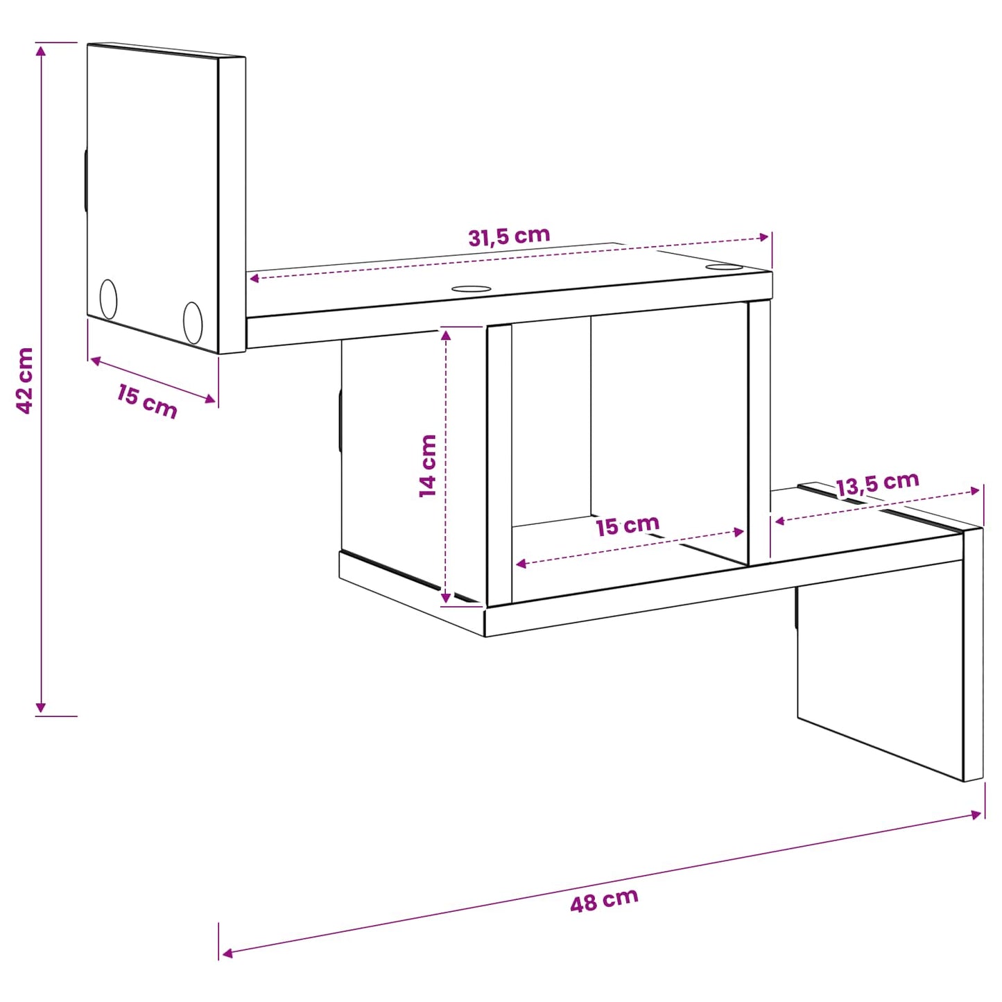 Sonoma Oak Wall Shelf 48cm Engineered Wood | HomeAndLiving - 8