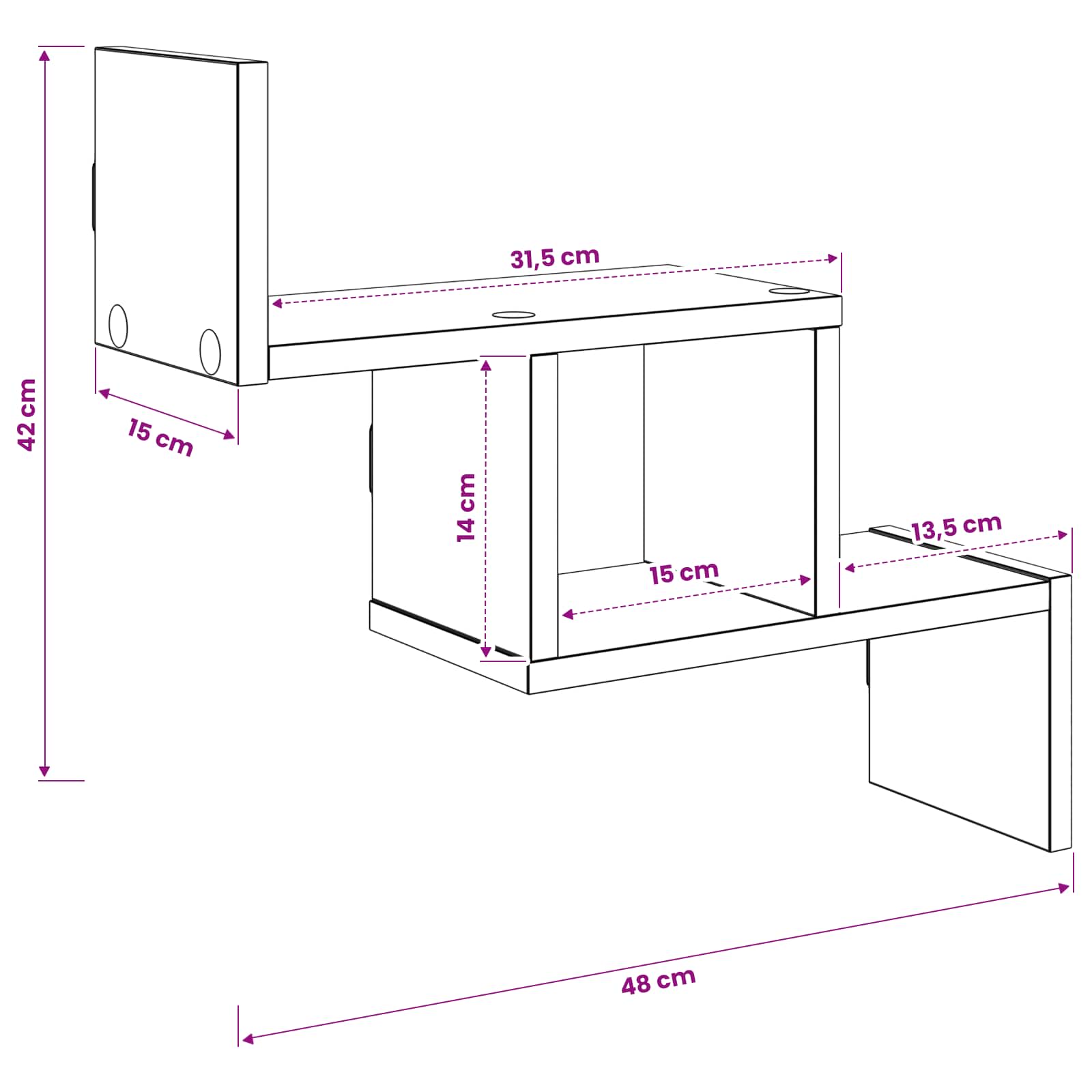 Sonoma Oak Wall Shelf 48cm Engineered Wood | HomeAndLiving - 8
