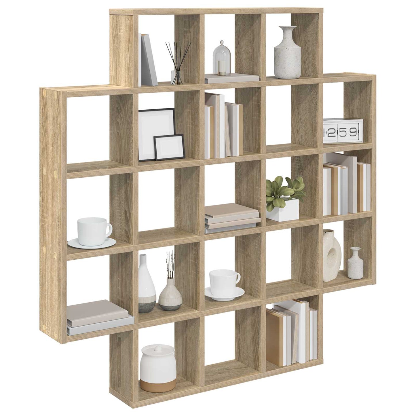 Wall Shelf 21 Compartment Sonoma Oak 100cm | HomeAndLiving - 3