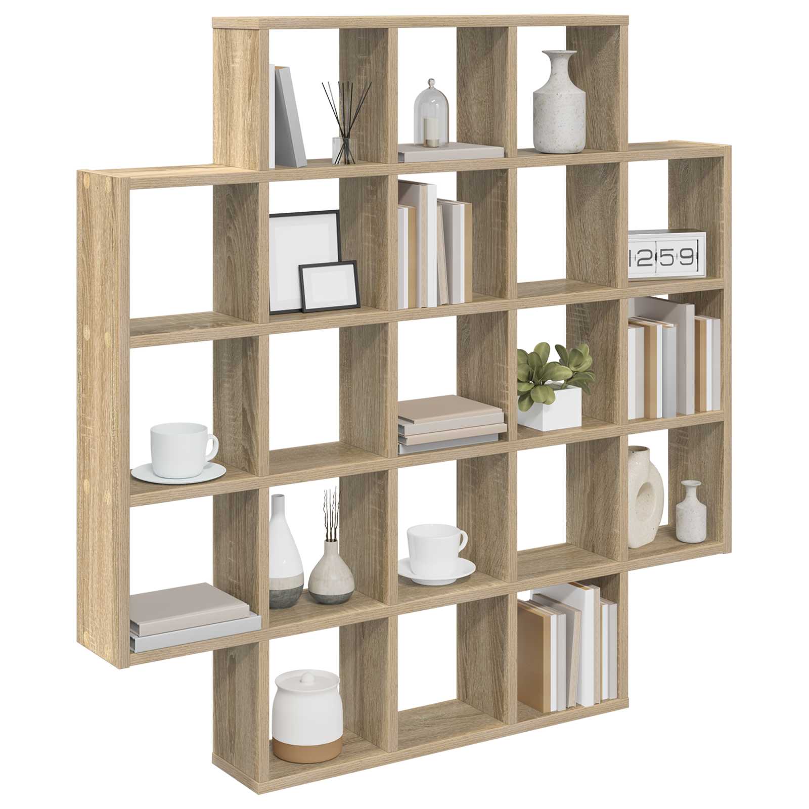 Wall Shelf 21 Compartment Sonoma Oak 100cm | HomeAndLiving - 3