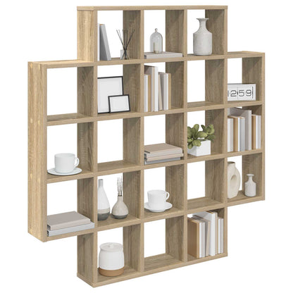 Wall Shelf 21 Compartment Sonoma Oak 100cm | HomeAndLiving - 3