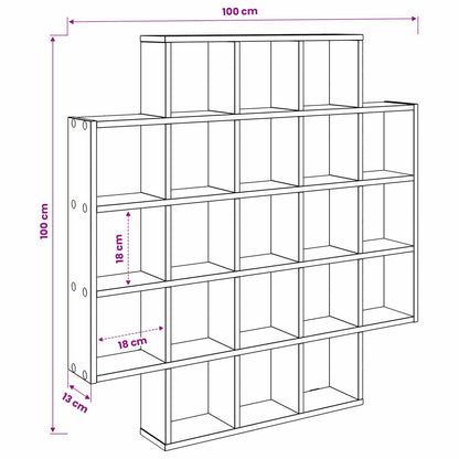 Wall Shelf 21 Compartment Sonoma Oak 100cm | HomeAndLiving - 8