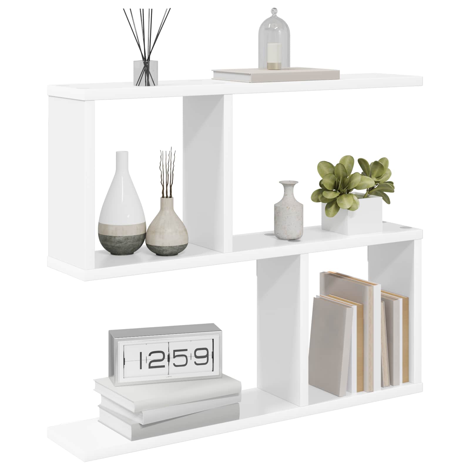 White Wall Shelf 4 Compartment 60cm | HomeAndLiving - 3