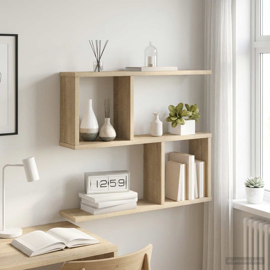 Wall Shelf Sonoma Oak 4 Compartments | HomeAndLiving