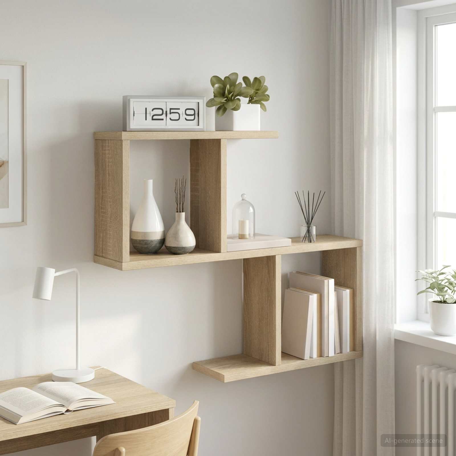 Wall Shelf Sonoma Oak 4 Compartment 60cm | HomeAndLiving