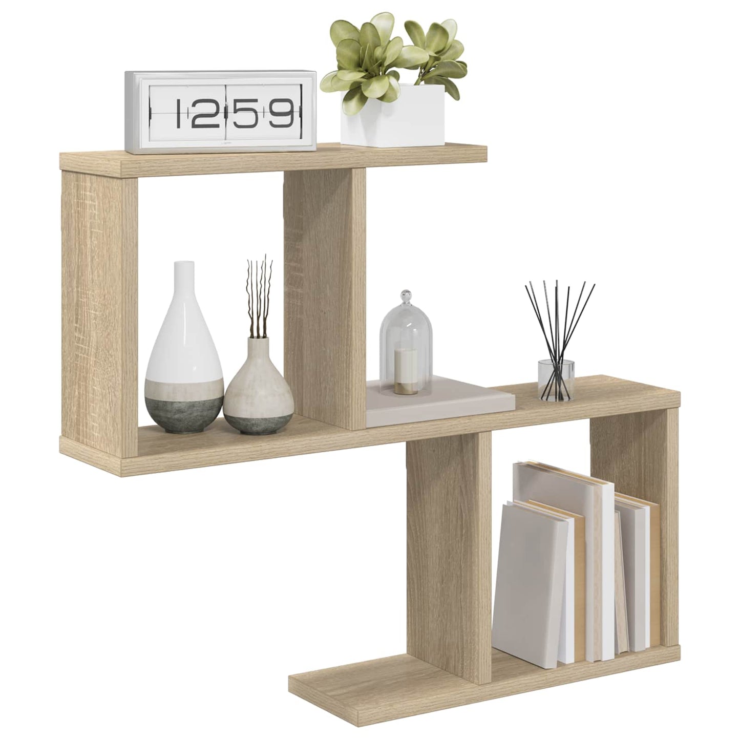 Wall Shelf Sonoma Oak 4 Compartment 60cm | HomeAndLiving - 3
