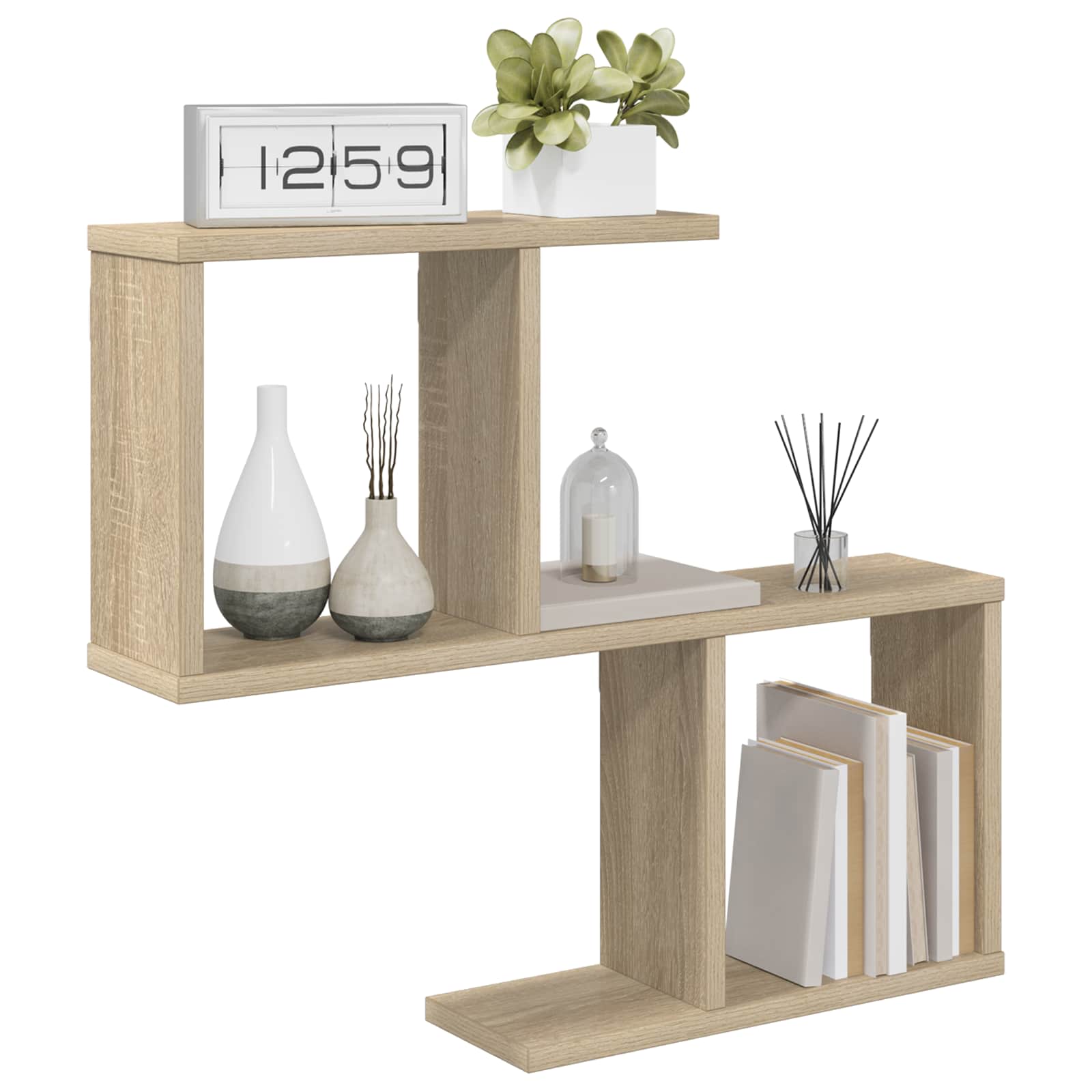 Wall Shelf Sonoma Oak 4 Compartment 60cm | HomeAndLiving - 3