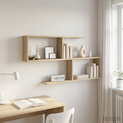 Wall Shelf Sonoma Oak 4 Compartments - 100×12×50.5cm