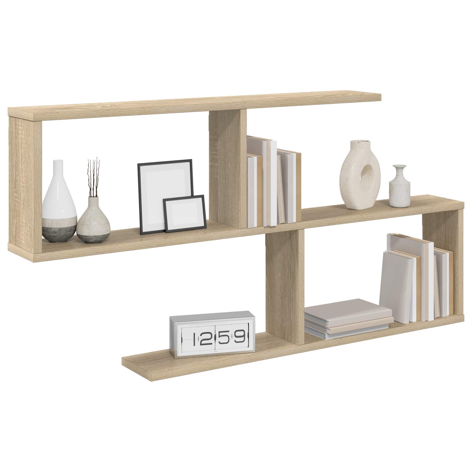 Wall Shelf Sonoma Oak 4 Compartments - 100×12×50.5cm - 3
