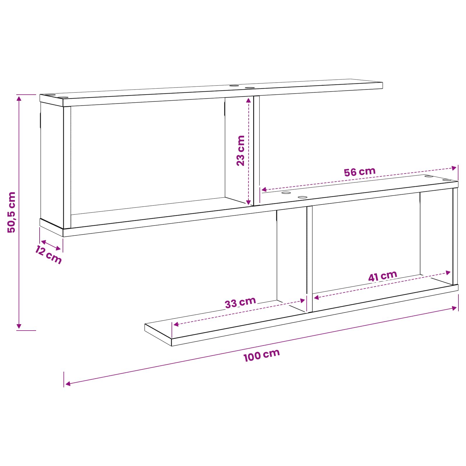 Wall Shelf Sonoma Oak 4 Compartments - 100×12×50.5cm - 9