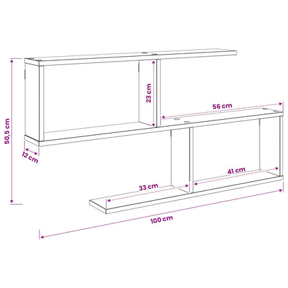 Wall Shelf Sonoma Oak 4 Compartments - 100×12×50.5cm - 9