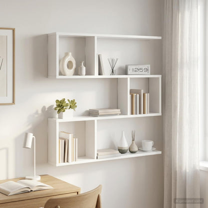 White Wall Shelf 6 Compartments 80cm | HomeAndLiving