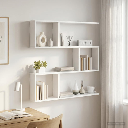 White Wall Shelf 6 Compartments 80cm | HomeAndLiving