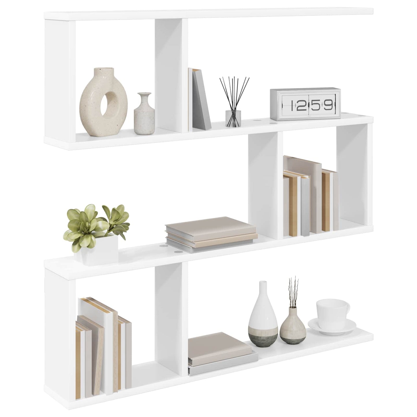 White Wall Shelf 6 Compartments 80cm | HomeAndLiving - 3