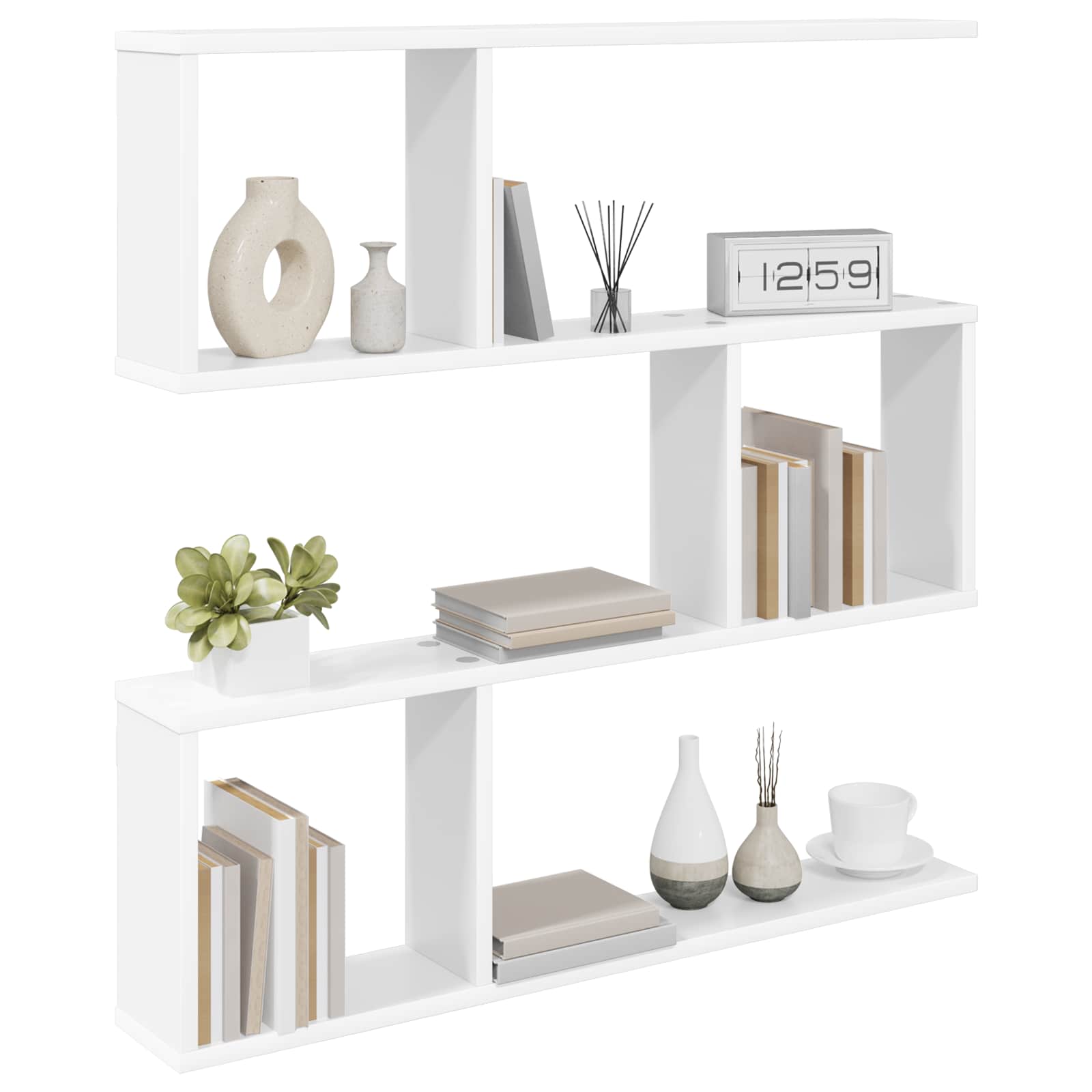 White Wall Shelf 6 Compartments 80cm | HomeAndLiving - 3