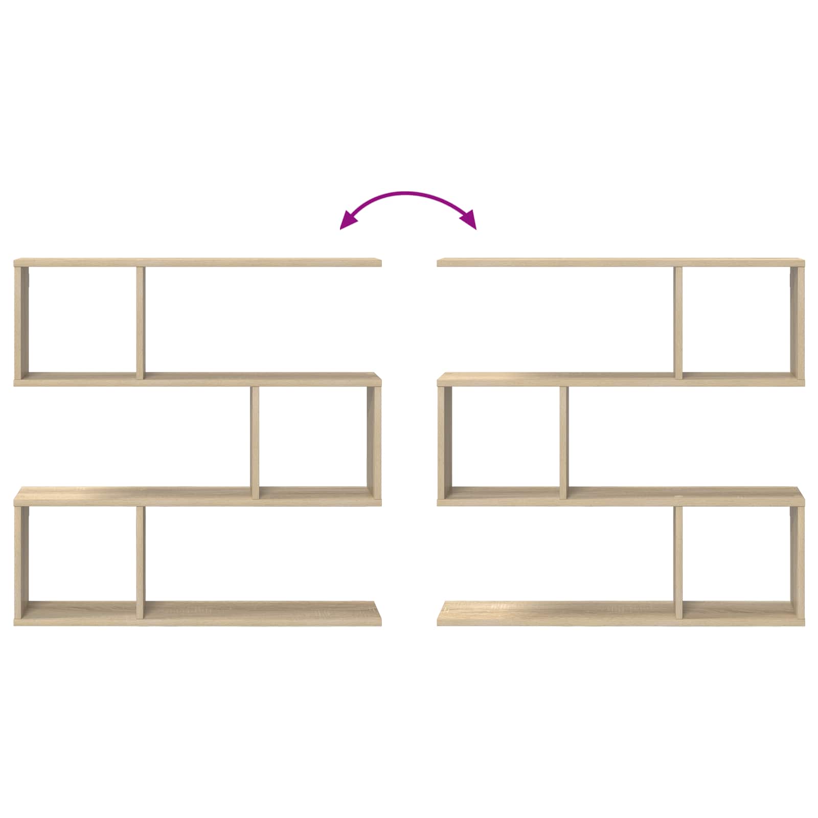 Wall Shelf Sonoma Oak 6 Compartments | HomeAndLiving - 8