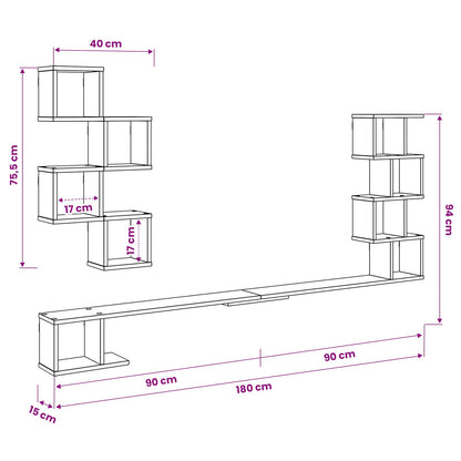 Wall-Mounted TV Shelf White 180cm | HomeAndLiving - 9