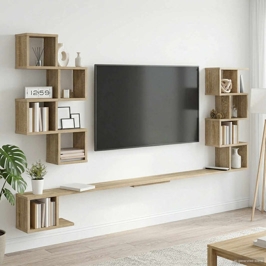 Wall-Mounted TV Shelf Sonoma Oak 180cm | HomeAndLiving