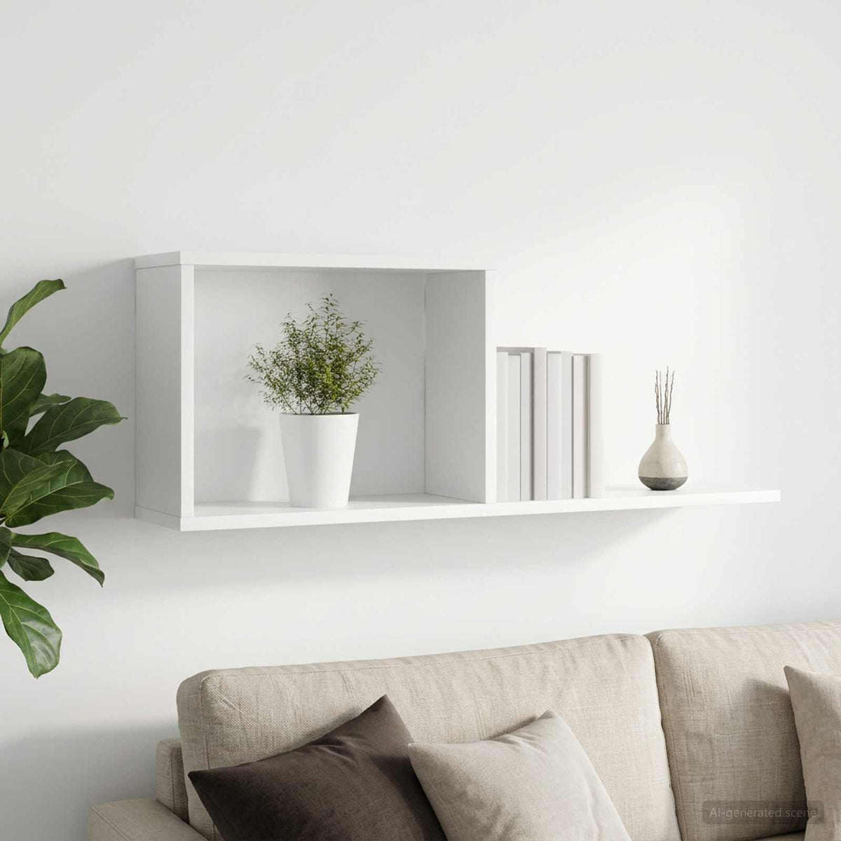 White Floating Wall Shelves 80cm | HomeAndLiving