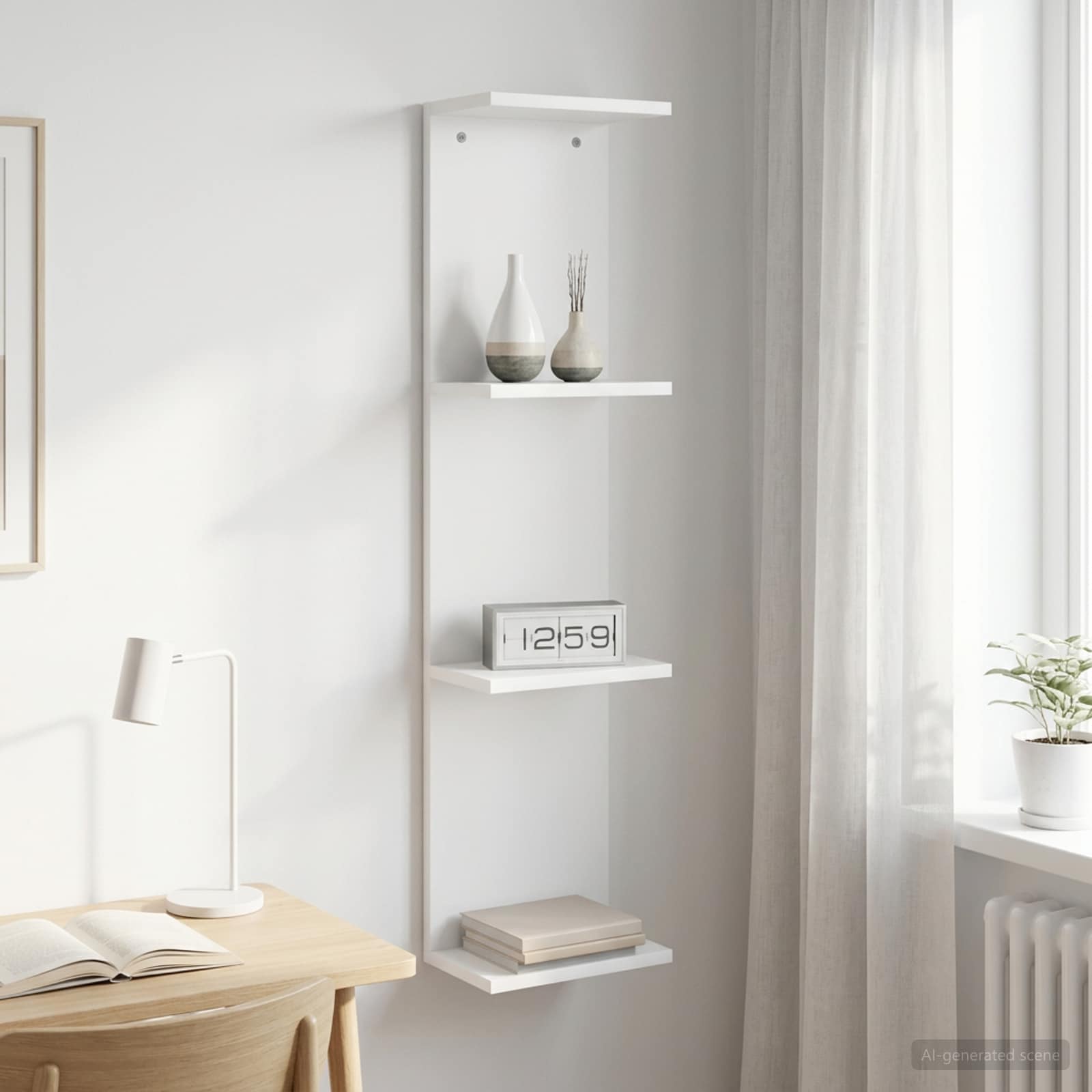 White Wall Shelf Engineered Wood 100cm - 25×15×100cm