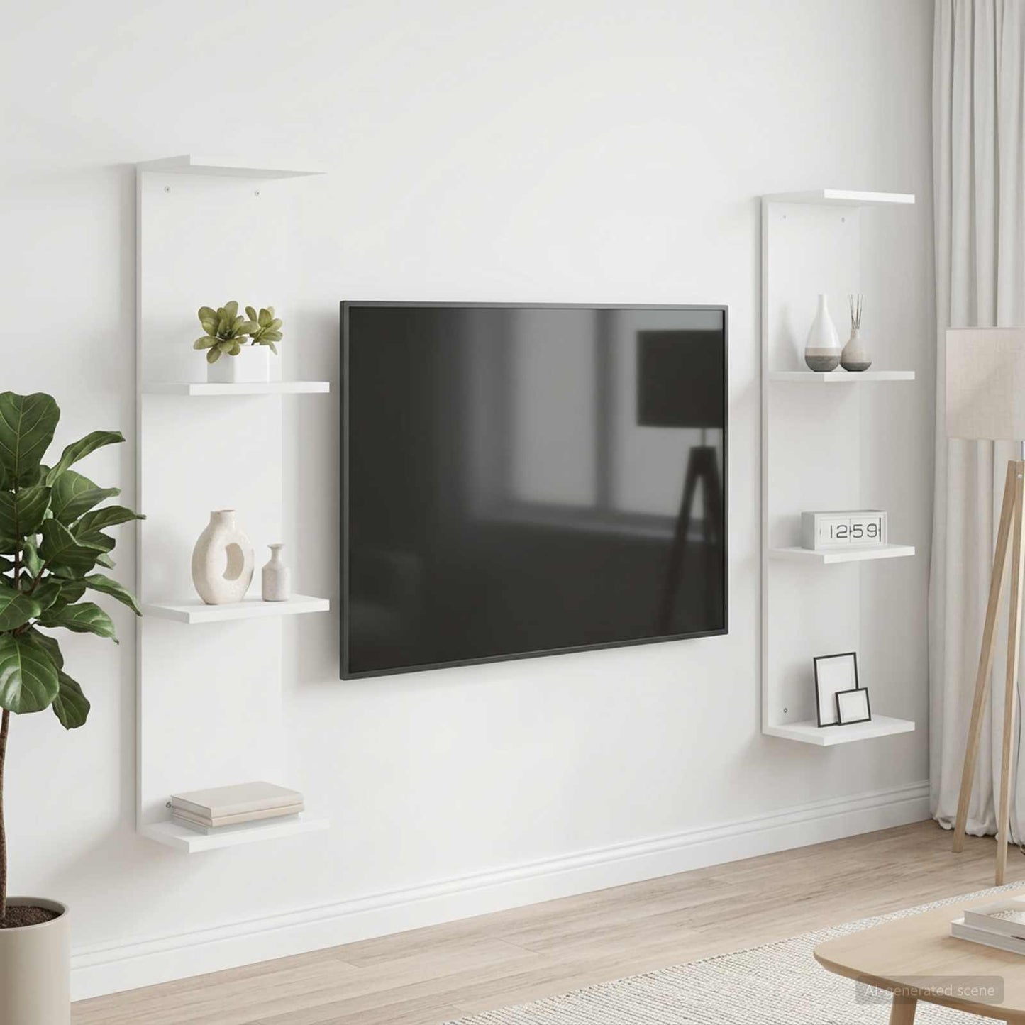 White Wall Shelves Set of 2 Engineered Wood | HomeAndLiving
