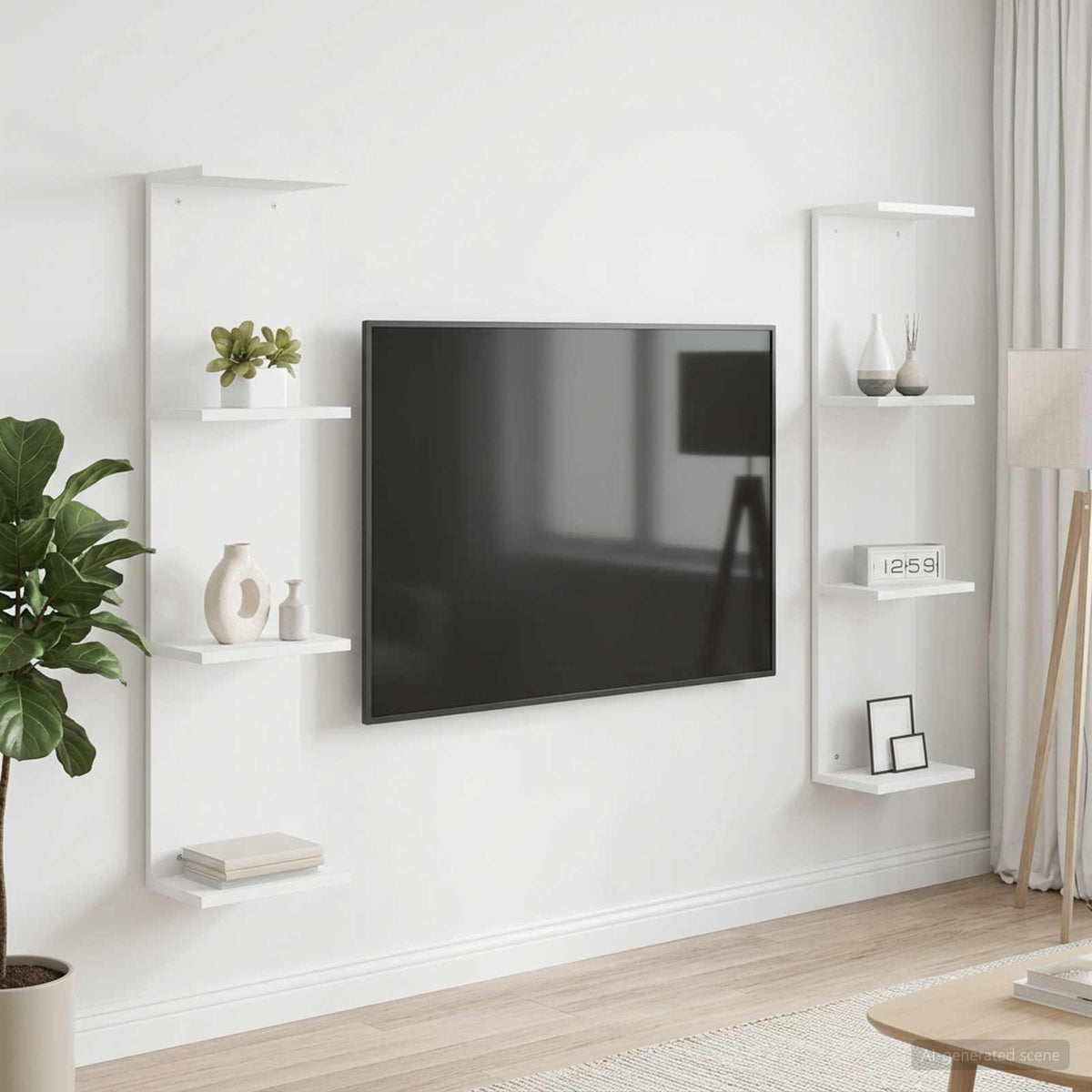 White Wall Shelves Set of 2 Engineered Wood | HomeAndLiving