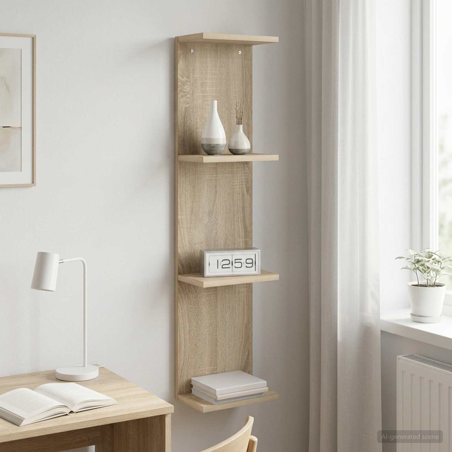 Sonoma Oak Wall Shelf 100cm Engineered Wood - 25×15×100cm