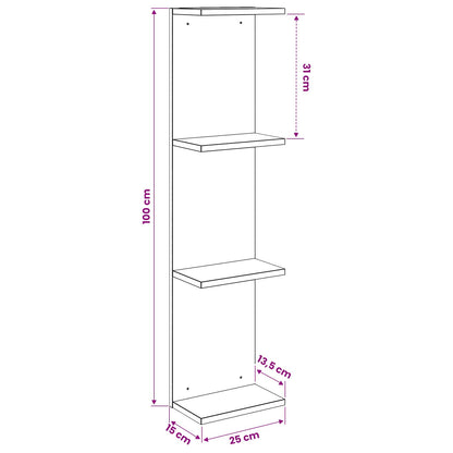Sonoma Oak Wall Shelf 100cm Engineered Wood - 25×15×100cm - 8