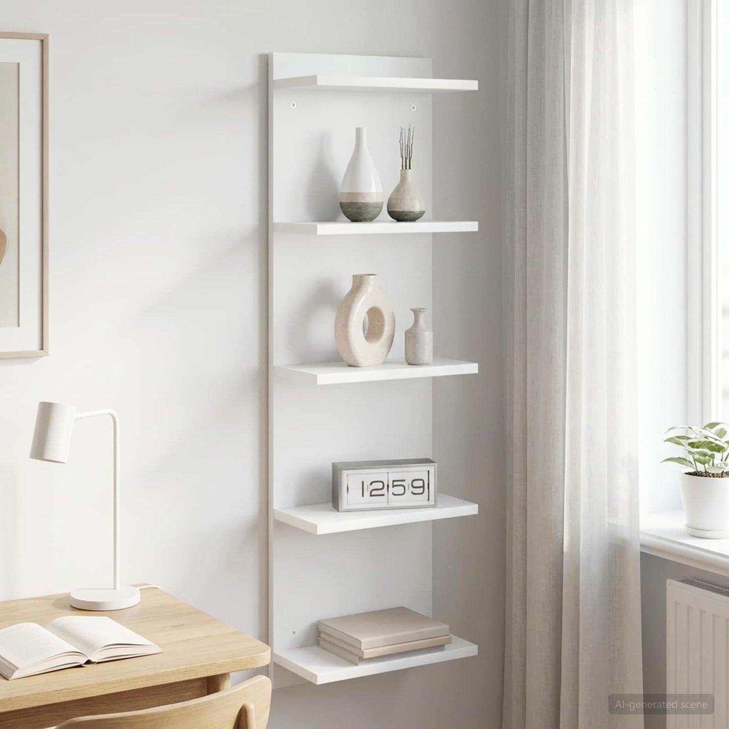 White Wall Shelf Engineered Wood 100cm - 30×15×100cm