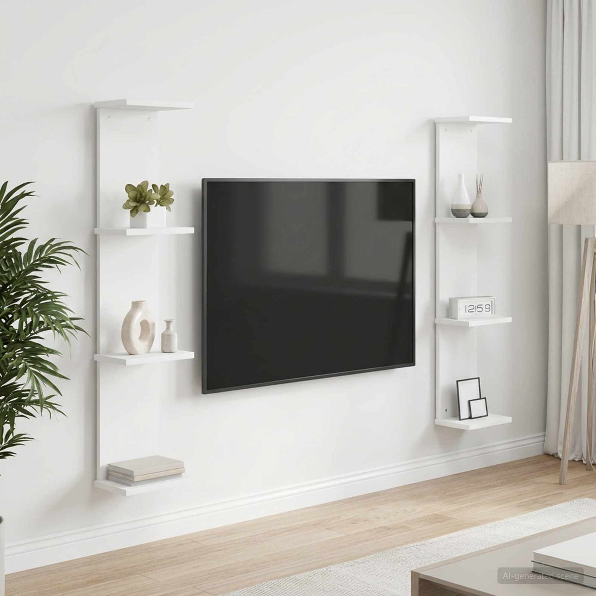 White Wall Shelves 100cm Engineered Wood | HomeAndLiving