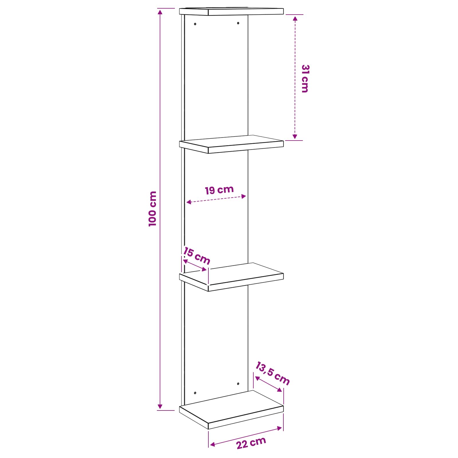 Sonoma Oak Wall Shelf 100cm Engineered Wood - 22×15×100cm - 8