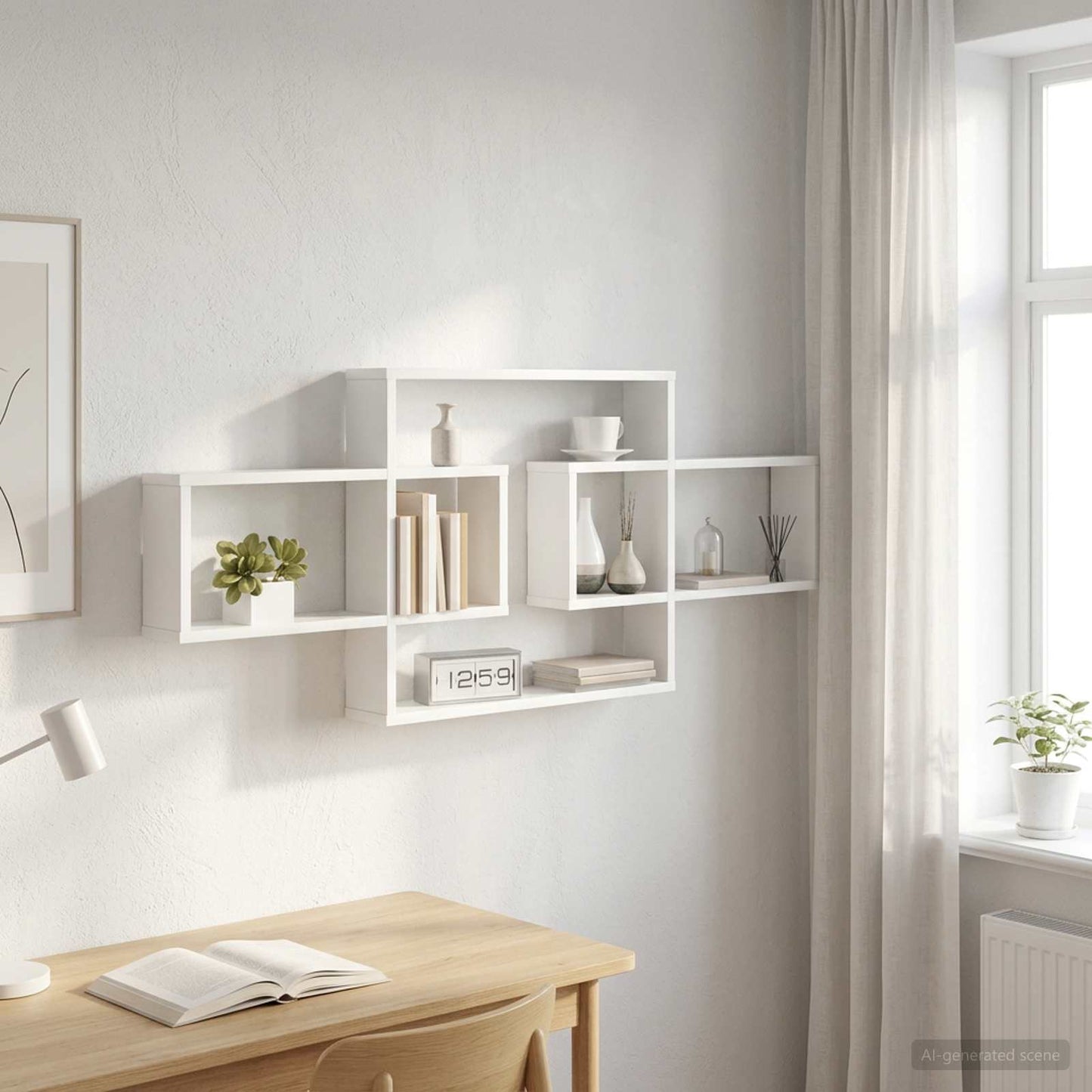 White Wall Shelf 130cm Engineered Wood | HomeAndLiving