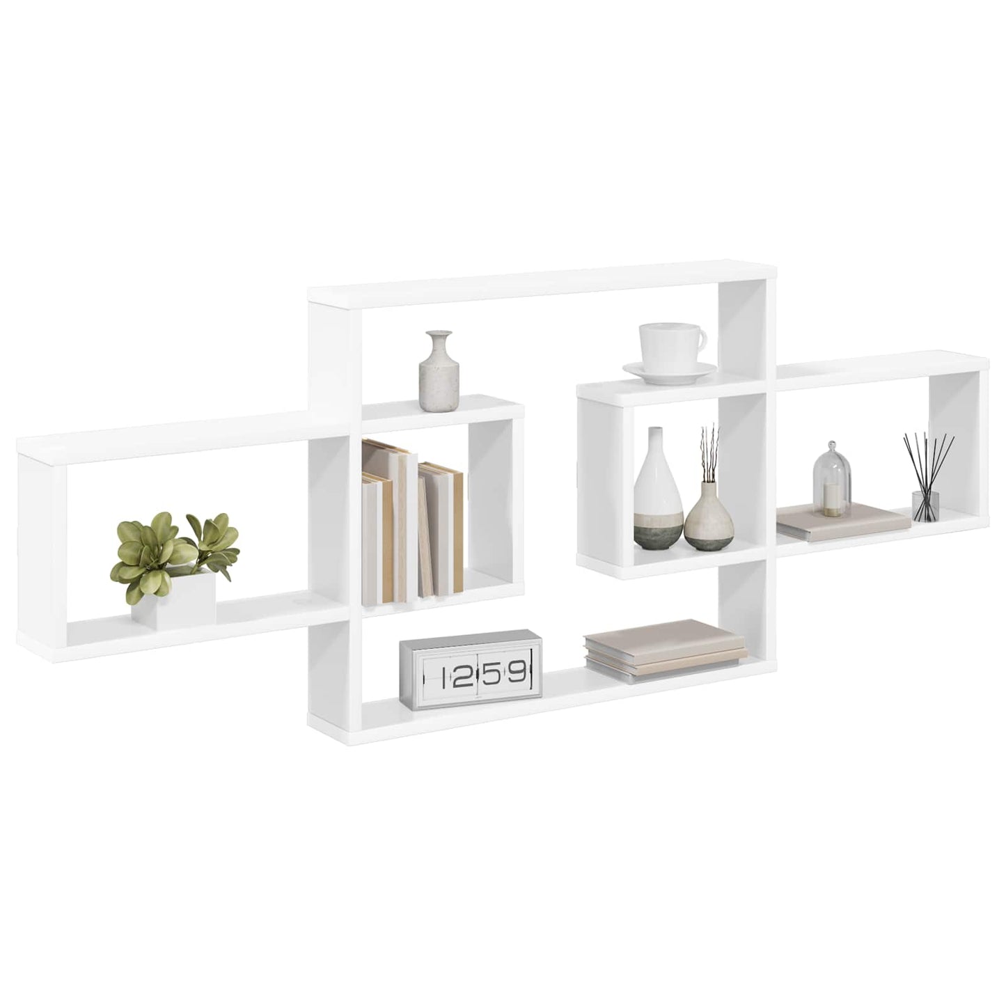 White Wall Shelf 130cm Engineered Wood | HomeAndLiving - 3