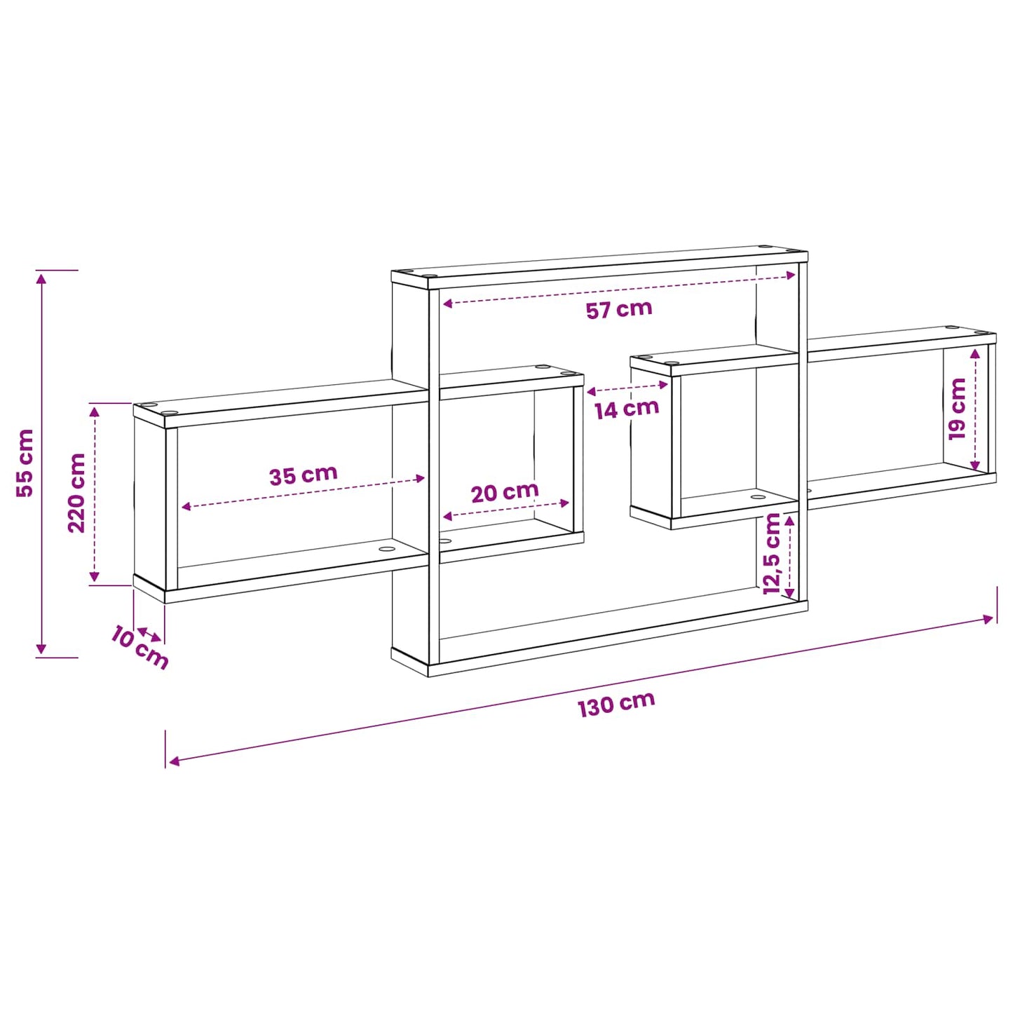 Wall Shelf Sonoma Oak 130cm Engineered Wood | HomeAndLiving - 8