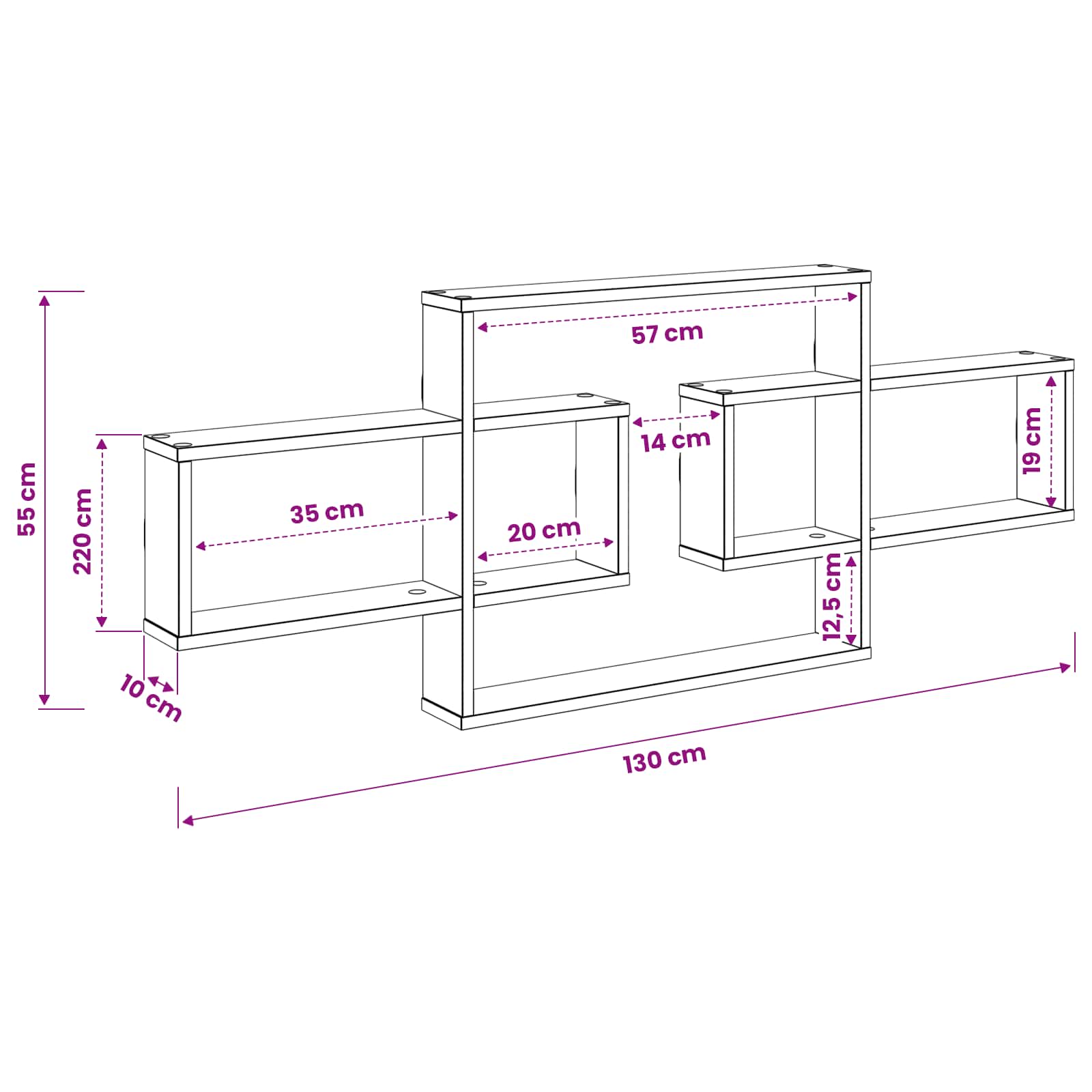 Wall Shelf Sonoma Oak 130cm Engineered Wood | HomeAndLiving - 8