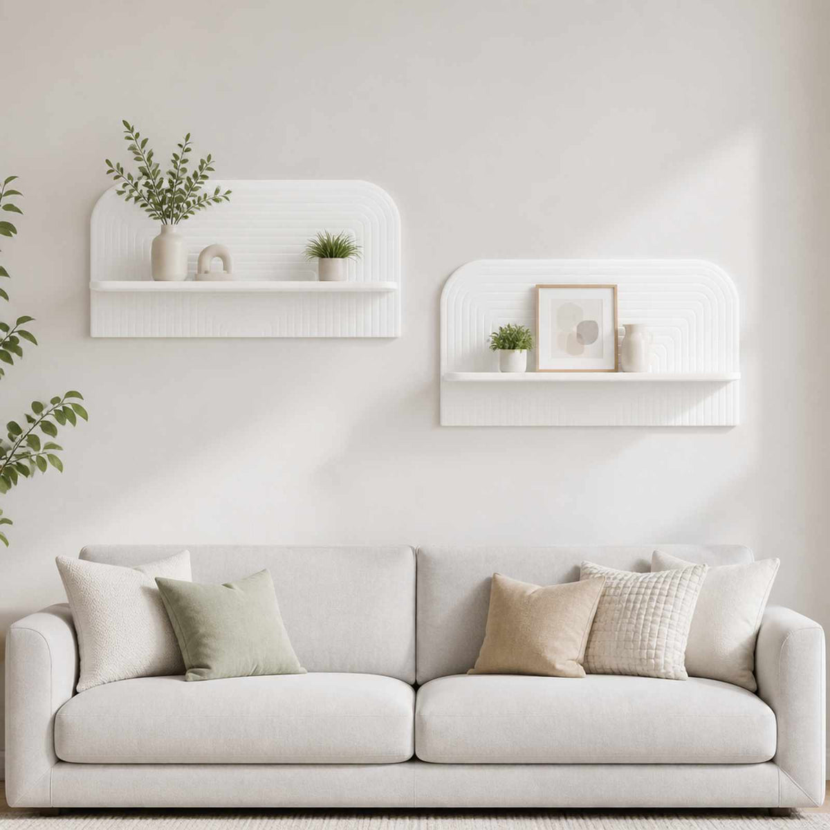 White Wall Shelf Set 80.5x13.5x37.5cm