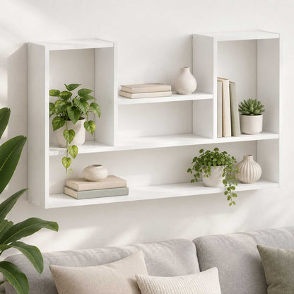 White Wall Shelf Engineered Wood 100x17x60cm