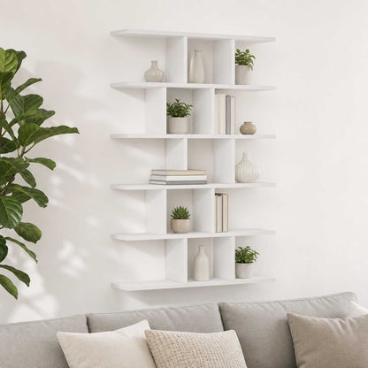 Wall Shelf White Engineered 70x17x101cm