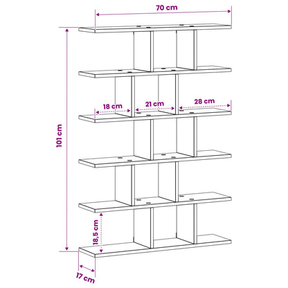 Wall Shelf White Engineered 70x17x101cm