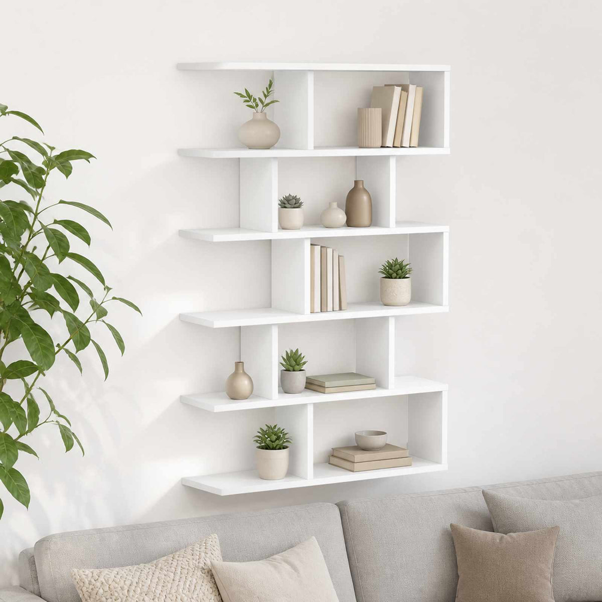 Wall Shelf White Modern 70x17x101cm