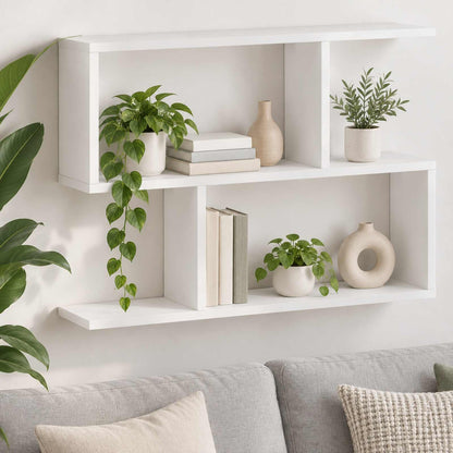 Wall Shelf White Engineered 72x17x55.5cm