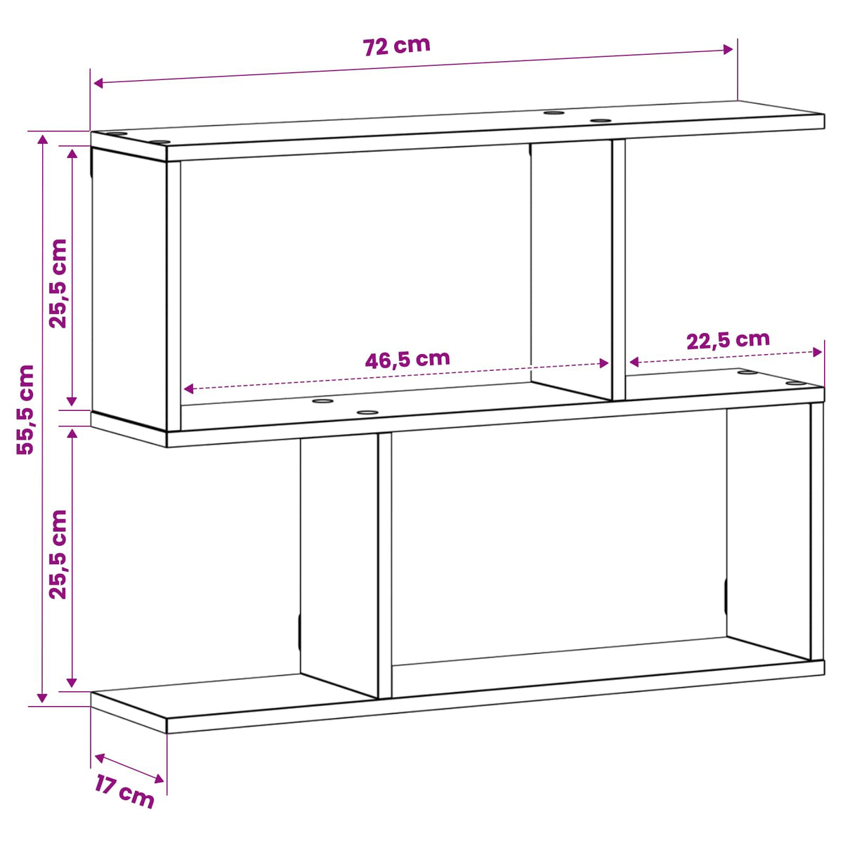 Wall Shelf White Engineered 72x17x55.5cm