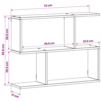 Wall Shelf White Engineered 72x17x55.5cm