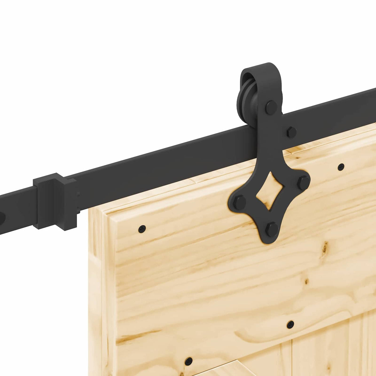 Sliding Door Pine Wood Black Steel 85x210cm | HomeAndLiving - 6