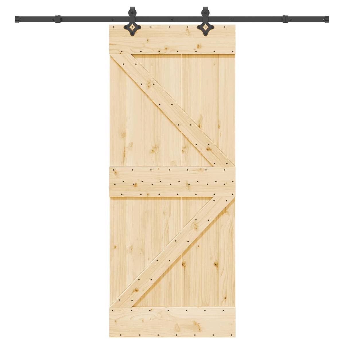 Sliding Door Pine Wood Black Steel 85x210cm | HomeAndLiving - 4