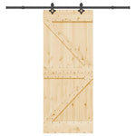 Sliding Door Pine Wood Black Steel 85x210cm | HomeAndLiving