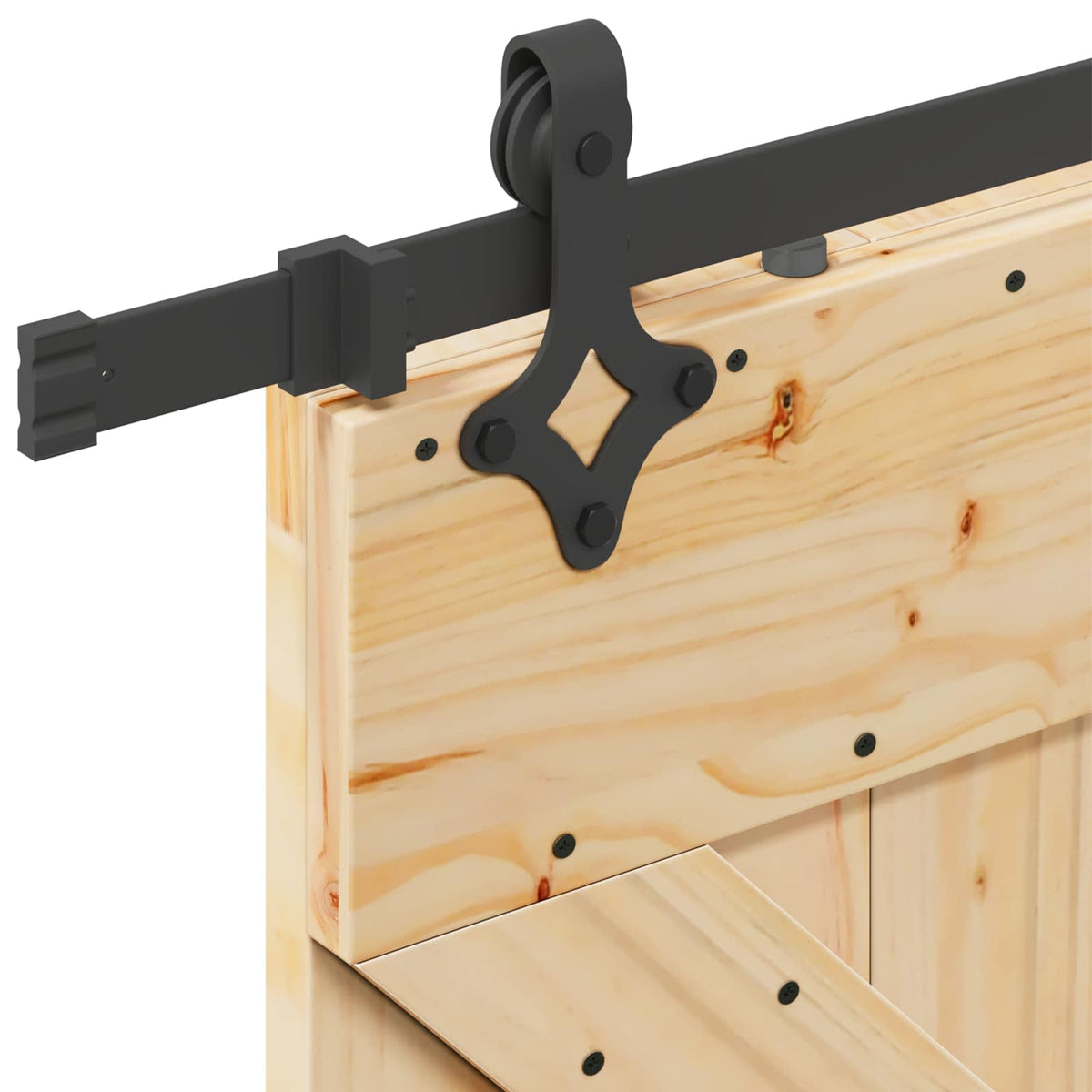 Sliding Barn Door Pine Wood Black Steel 80x210cm | HomeAndLi - 6