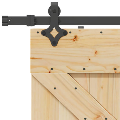 Sliding Barn Door Pine Wood Black Steel 80x210cm | HomeAndLi - 7