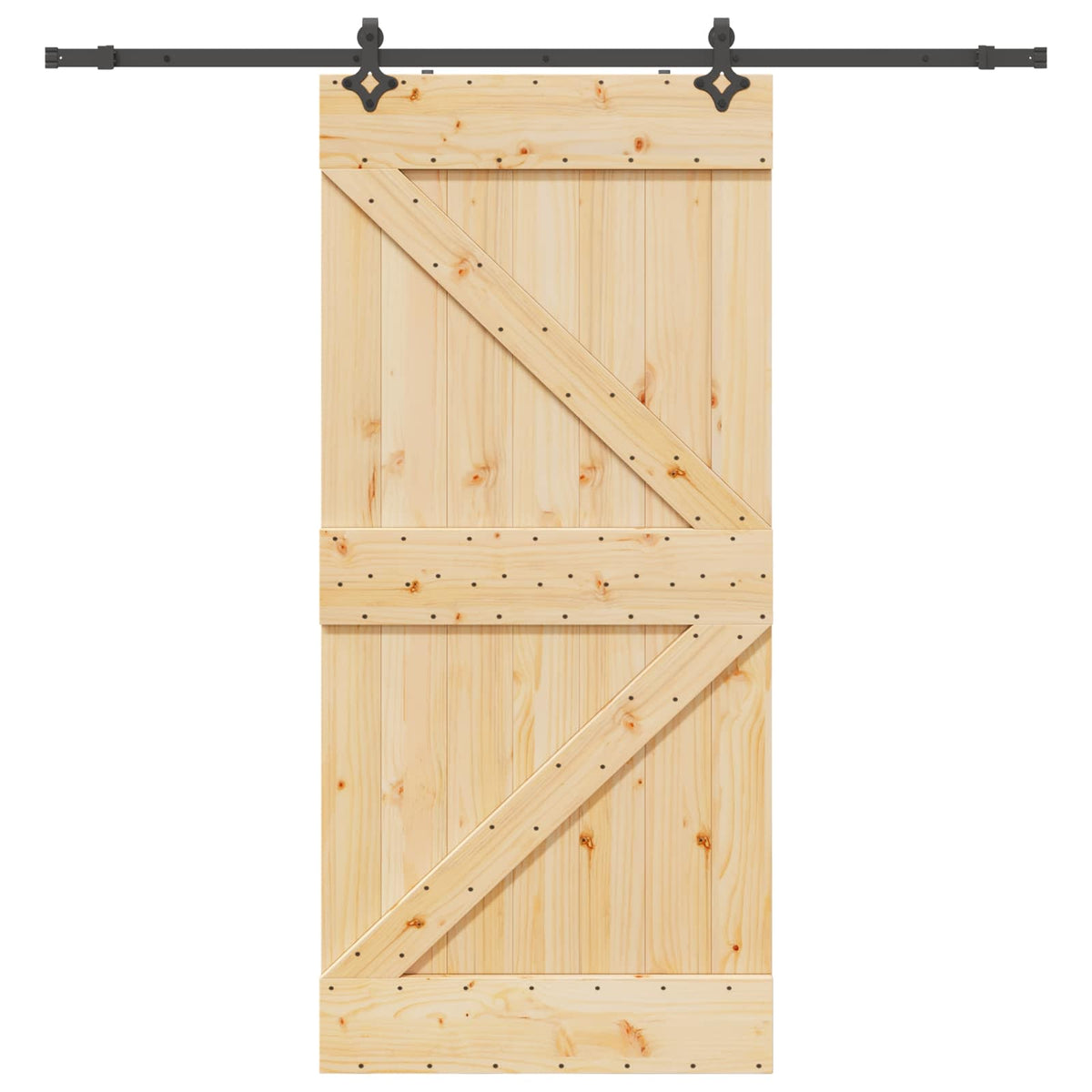 Sliding Barn Door Pine Wood Black Steel 80x210cm | HomeAndLi - 4